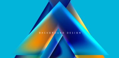 Örtüler, şablonlar, el ilanları, broşürler, afişler için üstüste binen üçgenler ve sıvı gradyanlarla soyut fırın