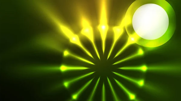 Neon Világító Körök Mágikus Energia Tér Fény Koncepció Elvont Háttér — Stock Vector