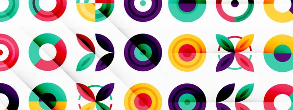 Levendige Opvallende Vector Achtergrond Met Een Raster Van Kleurrijke Cirkels — Stockvector