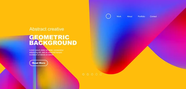 Geometric Landing Page Background Fluid Colors Simple Shapes Abstract Composition — Stock Vector