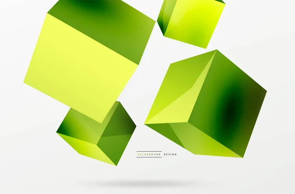 Vector Abstract Background Flying Cubes Composition Trendy Techno Business Template — Stockvektor