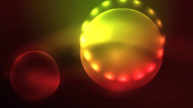 Neon parlayan daireler, sihirli enerji uzay ışığı konsepti, soyut arka plan duvar kağıdı tasarımı