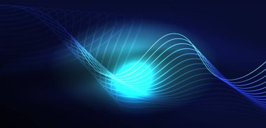 Soyut arkaplan neon dalgası. Duvar kağıdı, afiş, arkaplan, iniş sayfası, duvar resimleri, davetiyeler, posterler için yüksek teknoloji tasarımı