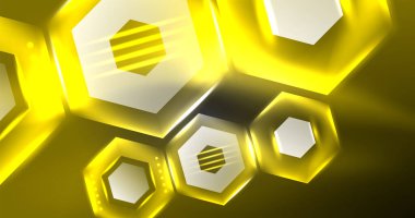 Neon altıgen arka plan. Duvar kağıdı, afiş, arkaplan, iniş sayfası, duvar resimleri, davetiyeler, posterler için yüksek teknoloji tasarımı