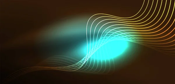 Glanzend Gloeiende Neon Golf Neon Licht Laser Show Elektrische Impuls — Stockvector