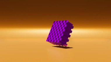 Tek dönüşlü küp şekil kutusu 3d animasyon hareketi grafikleri. Geometrik döngüsel canlandırma arkaplanı
