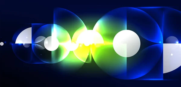 Neon Ljus Glödande Cirklar Vektor Abstrakt Bakgrund — Stock vektor