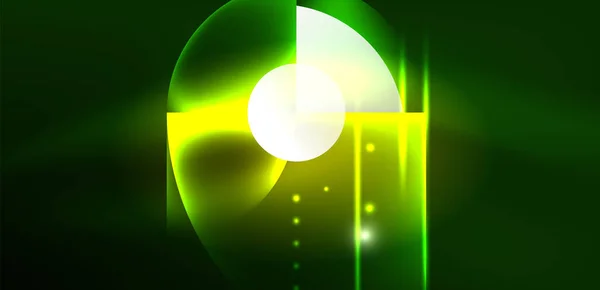 Abstraktní Pozadí Lesklé Zářící Neonové Barvy Kulaté Prvky Kruhy Techno — Stockový vektor