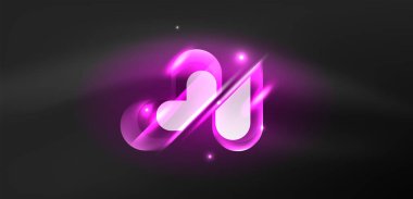 Soyut arkaplan parlayan neon ışıklı geometrik şekiller. Duvar kağıdı, bayrak, arkaplan, kart, kitap illüstrasyonu, iniş sayfası için uzay kozmik ya da sihirli enerji vektör duvar kağıdı