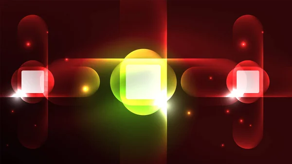 Αφηρημένη Σελίδα Προσγείωσης Φόντο Γυαλί Γεωμετρικά Σχήματα Λαμπερό Φως Νέον — Διανυσματικό Αρχείο