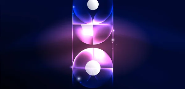 stock vector Neon light glowing circles vector abstract background