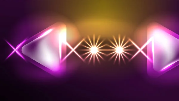 Techno Neon Driehoeken Met Lichteffecten Het Donker — Stockvector