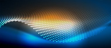 Pürüzsüz ve şık bir tasarım. Mavi pürüzsüz neon bir dalga. Karanlık bir arkaplanda parlıyor.