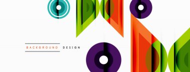 Renkli üçgenler ve yuvarlak şekiller. Duvar kağıdı, afiş, sunum, arkaplan şablonu