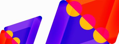 Trendy minimal geometric abstract background. Triangles, squares and circles bright colors backdrop. Vector Illustration For Wallpaper, Banner, Background, Card, Book Illustration, landing page