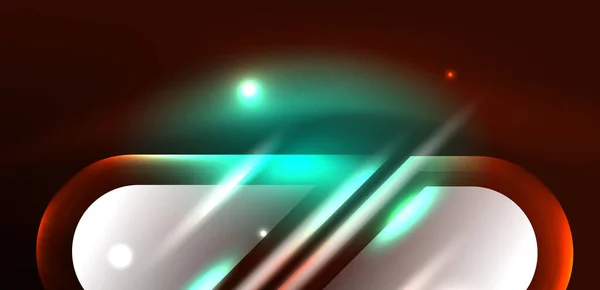 Neon Świecące Geometryczne Kształty Wektor Abstrakcyjne Tło Okrągłe Elementy Efekty — Wektor stockowy