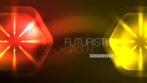 Glowing Neon Hexagons Dark Space Teknologi Digital Cyberspace Tech Techno - Stok Vektor