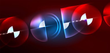 Neon ışığı parlayan daireler vektörü soyut arkaplan