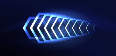 Altıgen soyut arkaplan. Duvar kağıdı, afiş, arkaplan, iniş sayfası, duvar sanatı, davetiye, baskılar için tekno parlayan neon altıgen şekiller vektör ilüstrasyonunu şekillendirir