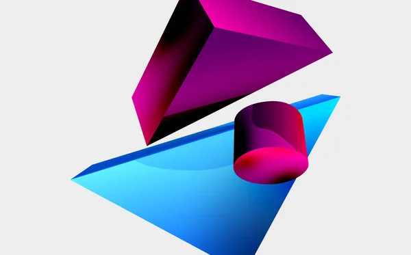 Vektor Minimalistischen Geometrischen Abstrakten Hintergrund Dreieck Zylinder Pyramide Grundformkomposition Trendige — Stockvektor