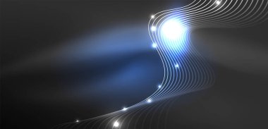 Soyut arkaplan neon dalgası. Duvar kağıdı, afiş, arkaplan, iniş sayfası, duvar resimleri, davetiyeler, posterler için yüksek teknoloji tasarımı