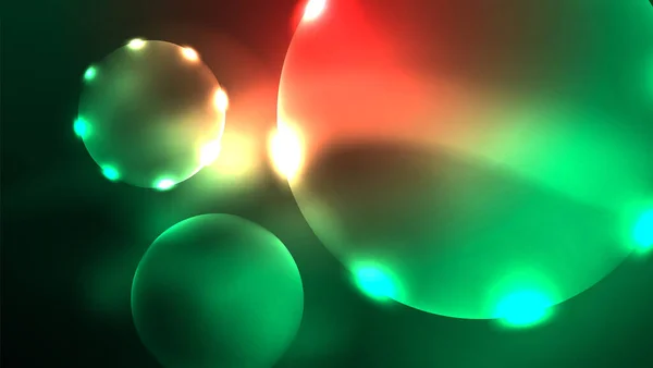 Lingkaran Bersinar Neon Konsep Cahaya Ruang Energi Ajaib Desain Kertas - Stok Vektor