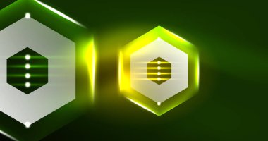 Soyut arkaplan neon altıgen vektör çizimi