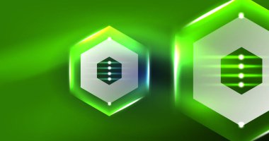 Soyut arkaplan neon altıgen vektör çizimi