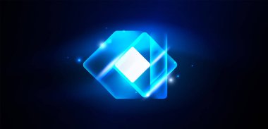 Mavi neon hız oku ve çizgi arka planı şekillendirir. Parlak arka planlı yüksek teknoloji konsepti. Karanlıkta parlayan ışık efekti