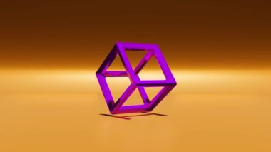 Tek dönüşlü ip küp 3D animasyon hareketli grafikleri. Geometrik döngüsel canlandırma arkaplanı