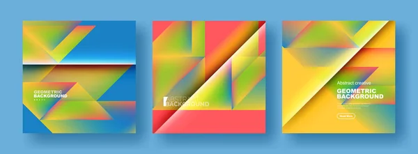 Conjunto Fondos Abstractos Triángulos Superpuestos Con Diseño Gradientes Fluidos Colección — Archivo Imágenes Vectoriales