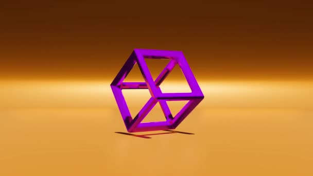 单旋转线框立方体3D动画图形 几何可漏洞动画背景 — 图库视频影像