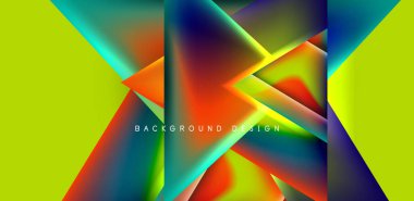 Örtüler, şablonlar, el ilanları, broşürler, afişler için üstüste binen üçgenler ve sıvı gradyanlarla soyut fırın