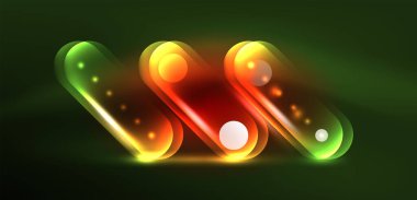 Soyut parlak neon ışıklı tekno daireler arka planı