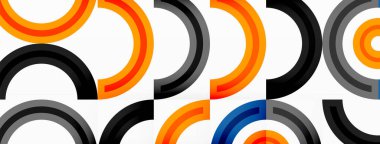 Değişik tonlara ve renklere sahip canlı ve göz alıcı bir tasarıma sahip renkli çemberler girdap ve dinamik bir etki yaratıyor.