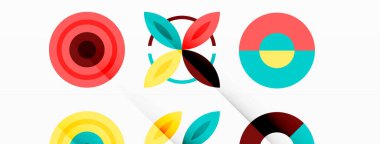 Şebeke bileşimi soyut bir arkaplanda renkli daireler. Duvar kağıdı, afiş, arkaplan, iniş sayfası, duvar sanatı, davetiye, baskılar, posterler için tasarım