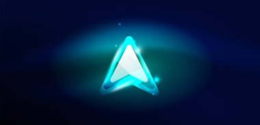 Neon hız oku ve çizgi arka planı şekillendirir. Parlak arka planlı yüksek teknoloji konsepti. Karanlıkta parlayan ışık efekti