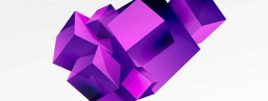 3d vector abstract background. Flying cubes composition. Trendy techno business template for wallpaper, banner, background or landing