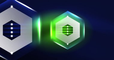 Soyut arkaplan neon altıgen vektör çizimi