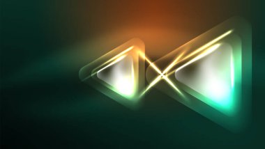 Dijital Neon Soyut Arkaplan, Üçgenler ve Işıklar Geometrik Tasarım Şablonu