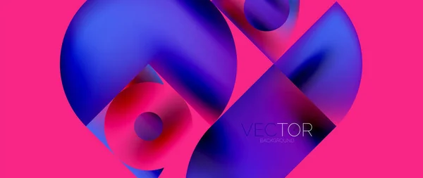 Geometric Abstract Panorama Wallpaper Background Shapes Circles Metallic Color Geometric — Vettoriale Stock