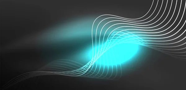 Bersinar Cerah Neon Gelombang Neon Light Atau Laser Show Impuls - Stok Vektor