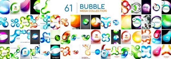 Enorme Mega Colección Diseños Burbujas Tecno Para Tecnología Conceptos Digitales — Vector de stock