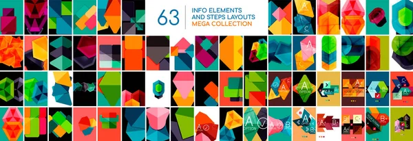 Obrovská Mega Kolekce Infografických Prvků Kroky Volby Geometrické Rozvržení Abstraktní — Stockový vektor