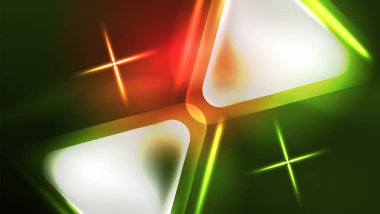 Dijital Neon Soyut Arkaplan, Üçgenler ve Işıklar Geometrik Tasarım Şablonu