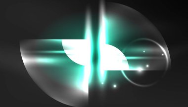 Soyut arka plan tekno neon parlayan daire şekilleri ve ışık efektli yuvarlak elemetler. Duvar kağıdı, afiş, arkaplan, iniş sayfası, duvar resimleri, davetiyeler, posterler için yüksek teknoloji tasarımı