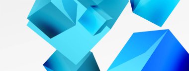 3d küp vektör soyut arkaplan. 3d kare şeklindeki temel geometrik elementlerin bileşimi. Duvar kağıdı, afiş, arkaplan veya iniş için moda tekno iş şablonu