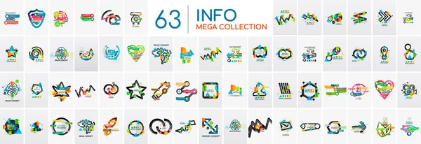 Riesige Mega Sammlung Von Technologie Infografiken Optionsschritten Und Aufklebern Web — Stockvektor