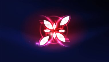 Soyut arka plan vektörü neon parlayan geometrik elementler. Duvar kağıdı, afiş, arkaplan, iniş sayfası, duvar resimleri, davetiyeler, posterler için yüksek teknoloji tasarımı