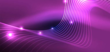 Soyut arkaplan neon dalgası. Duvar kağıdı, afiş, arkaplan, iniş sayfası, duvar resimleri, davetiyeler, posterler için yüksek teknoloji tasarımı